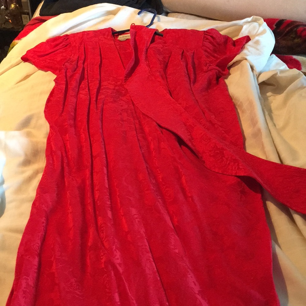 Red Silk Dress with belt